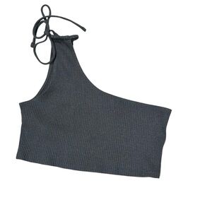 NWT Aerie Ribbed Dark Green One Shoulder Crop Top Women’s Size XL